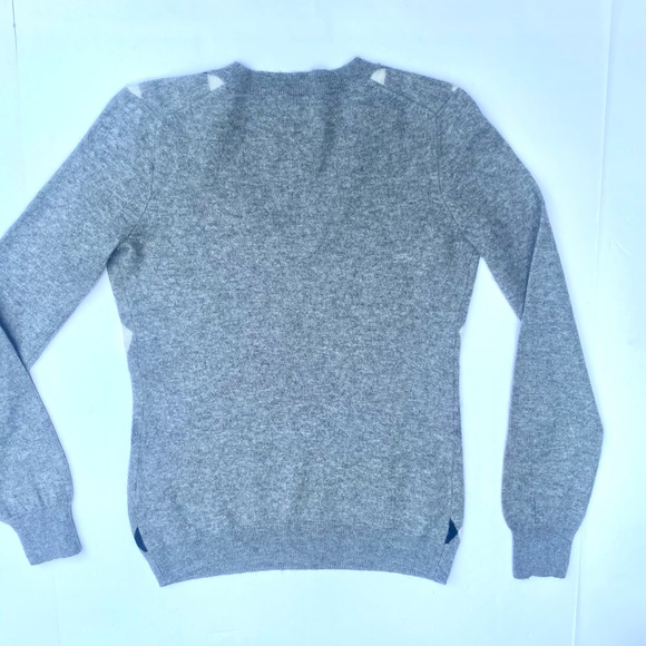 J. CREW V-Neck Argyle Cashmere Blend SWEATER Size S - Picture 2 of 8